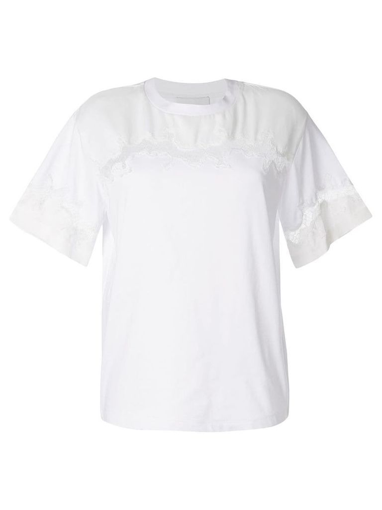 3.1 Phillip Lim Lace Insert Satin T-Shirt - White