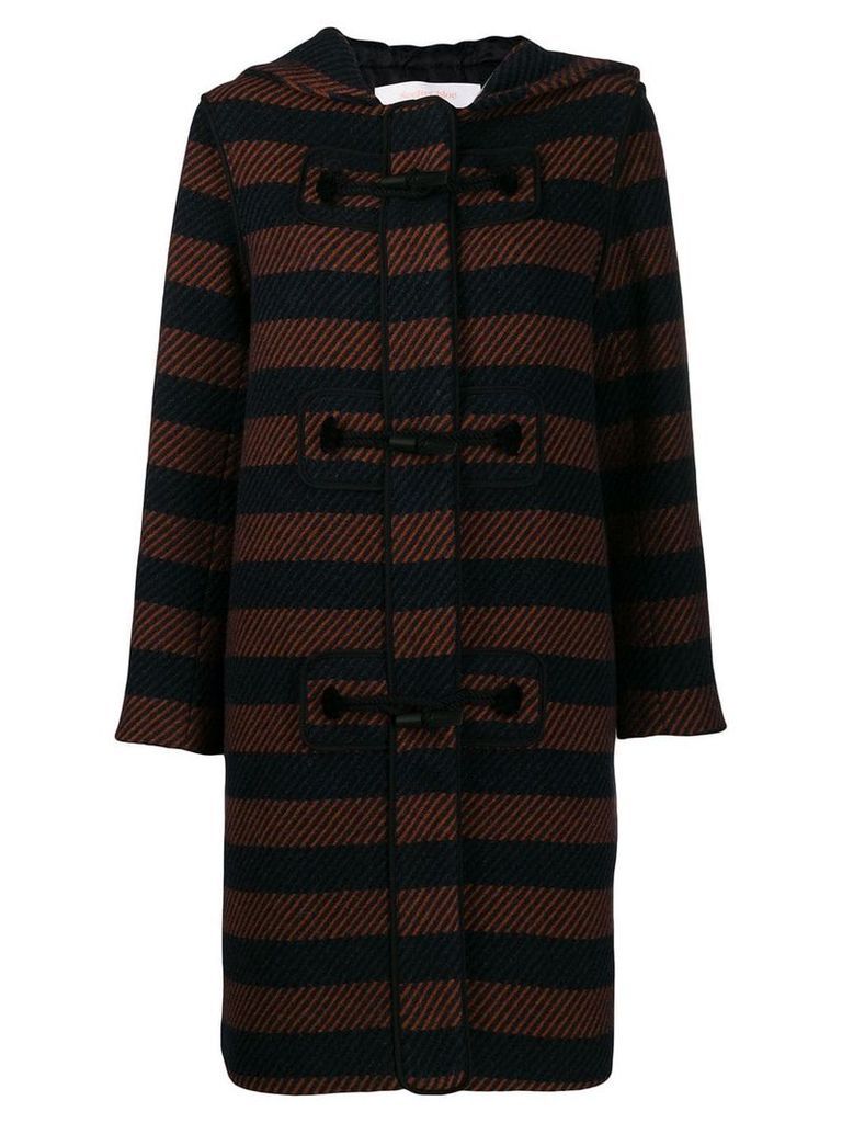See by Chloé striped duffle coat - Blue