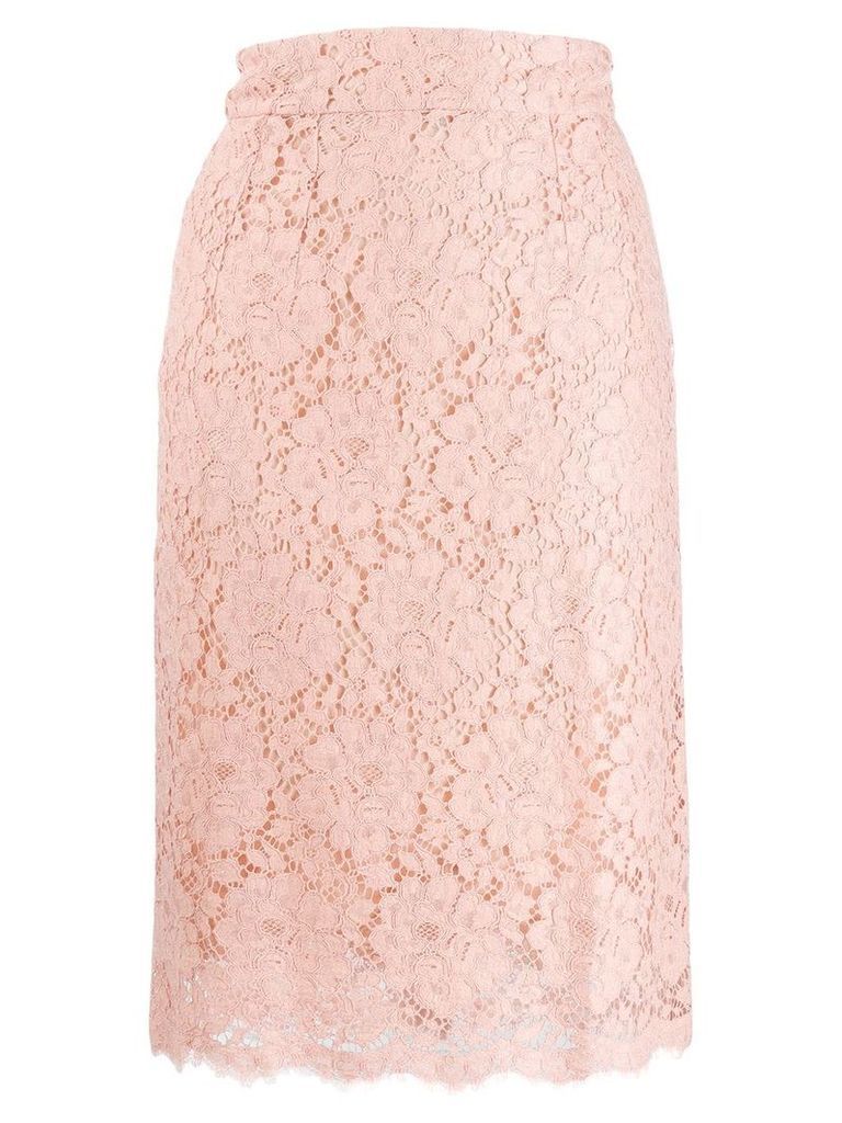 Dolce & Gabbana floral lace pencil skirt - PINK
