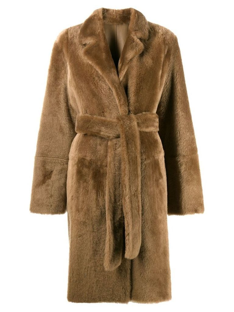Yves Salomon Army reversible mid-length coat - Brown