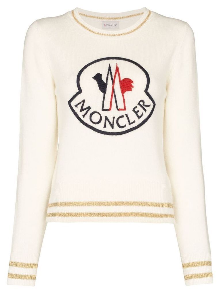 Moncler logo-embroidered jumper - White
