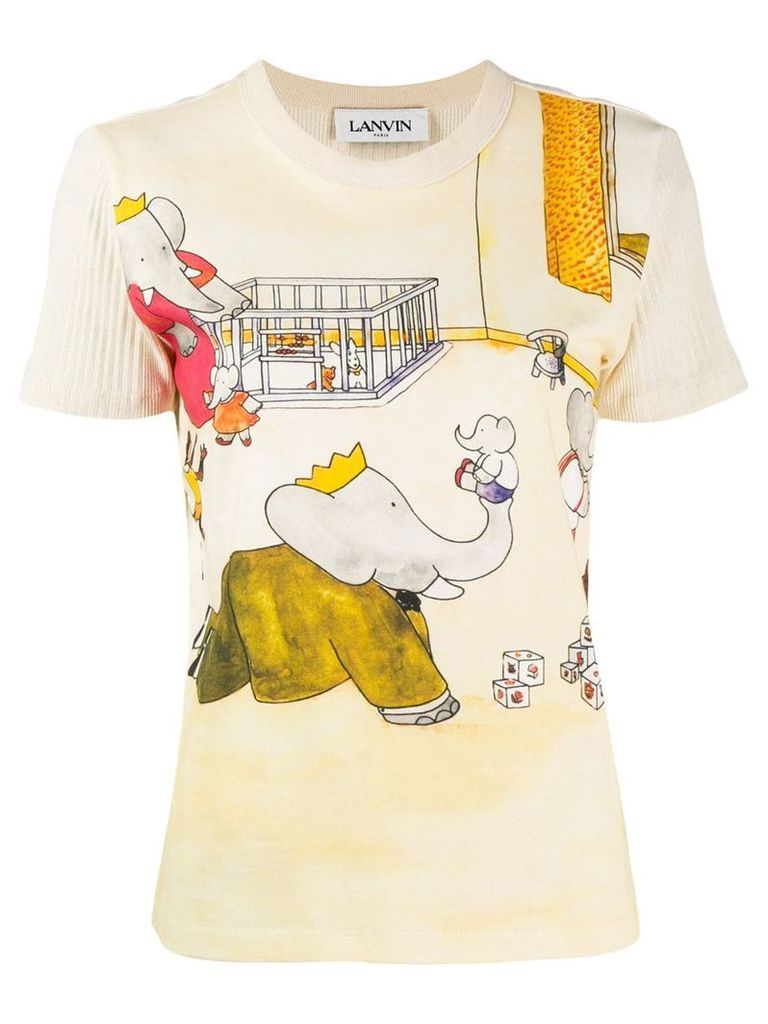 Lanvin Babar the elephant print T-shirt - Neutrals