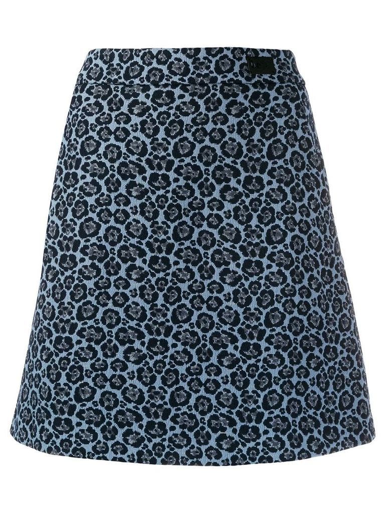 be blumarine a-line leopard print skirt - Blue