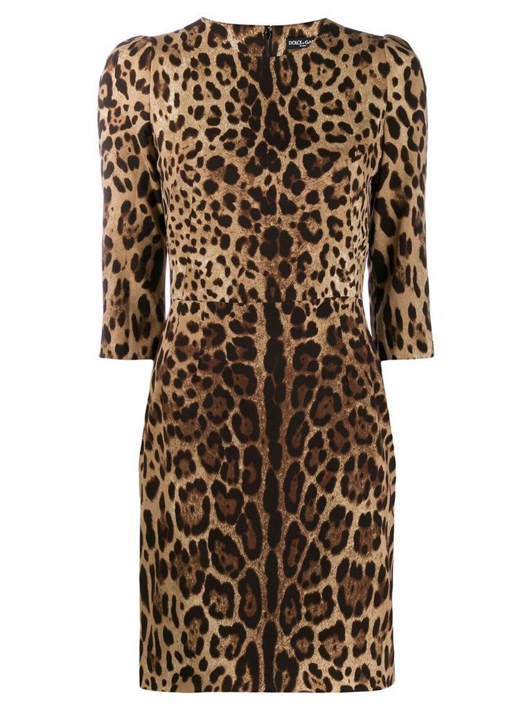 Dolce & Gabbana leopard print mini dress - Brown