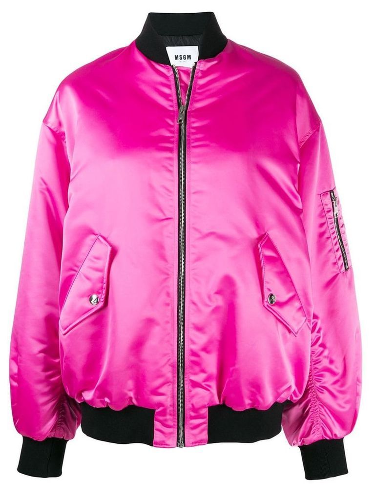 MSGM embroidered bomber jacket - PINK