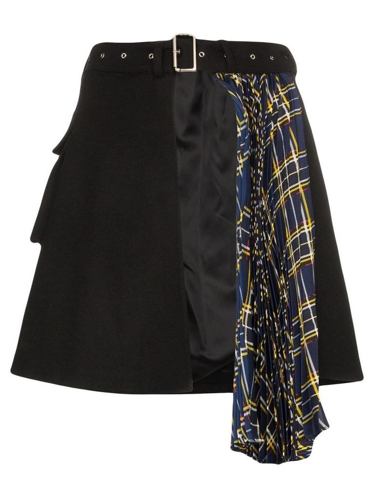 Blindness asymmetric pleated skirt - Black