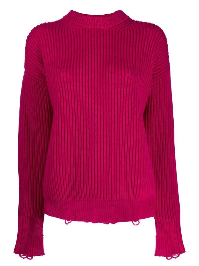 Nina Ricci distressed knit jumper - PINK