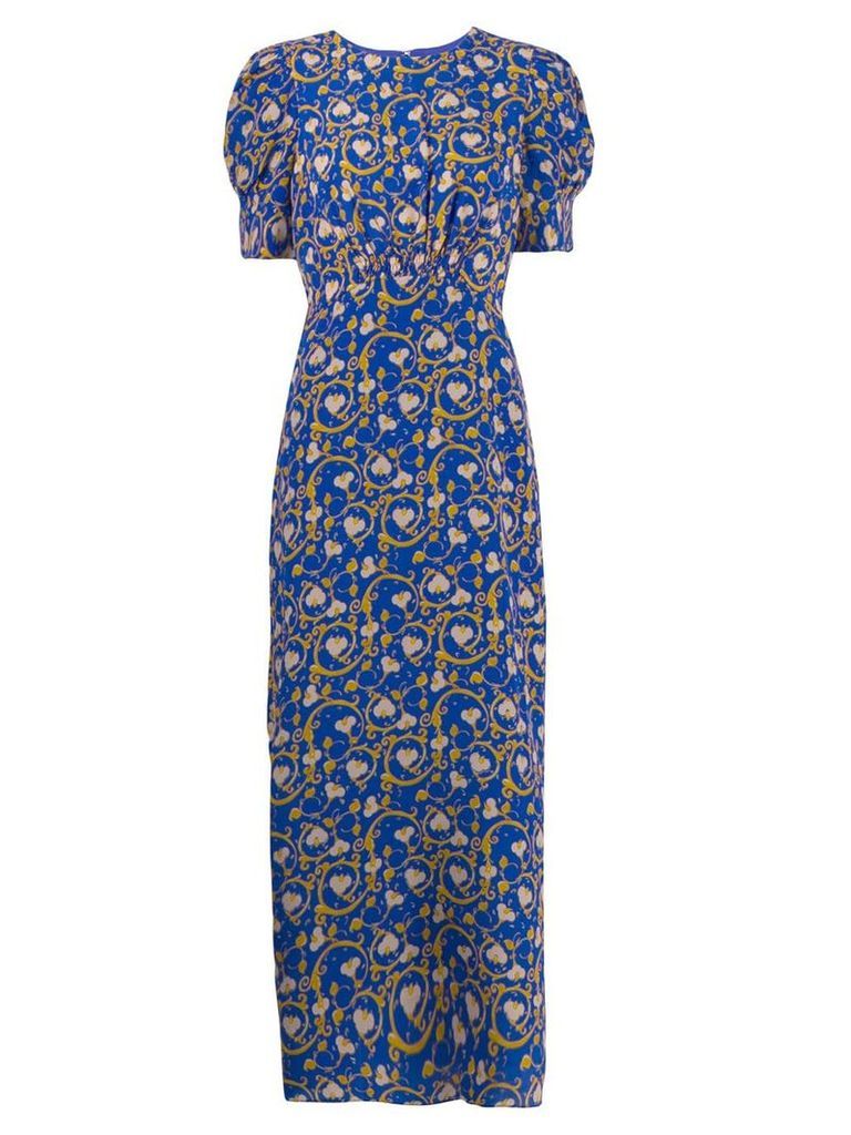 Saloni floral bud print dress - Blue