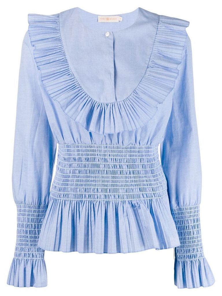 Tory Burch Smocket pleated top - Blue