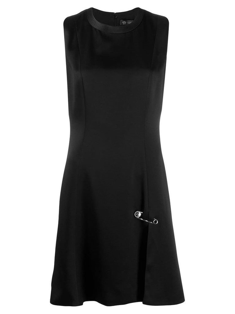 Versace Medusa safety pin flared dress - Black