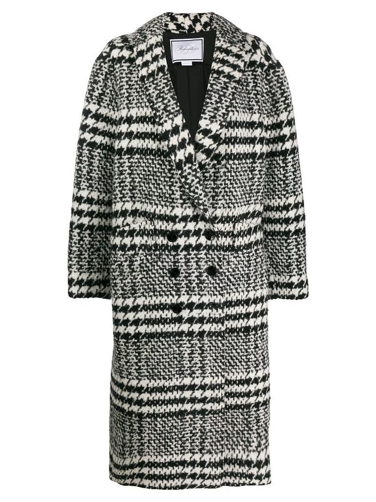 Redemption checked double-breasted coat - Black
