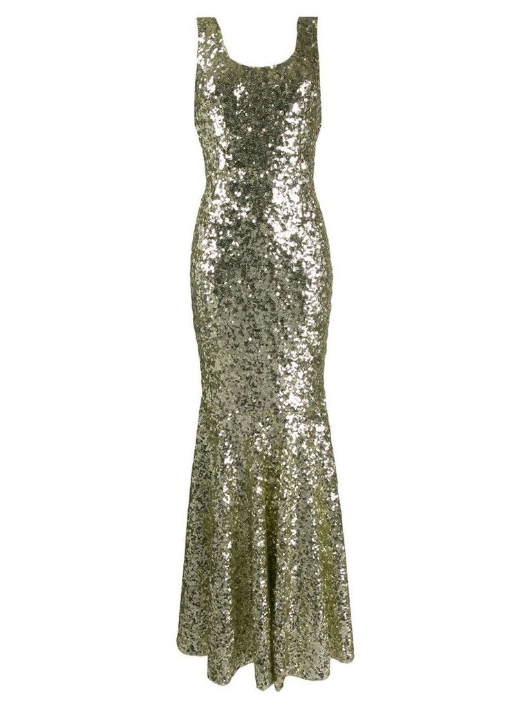 Dolce & Gabbana sequin embroidered long gown - GOLD