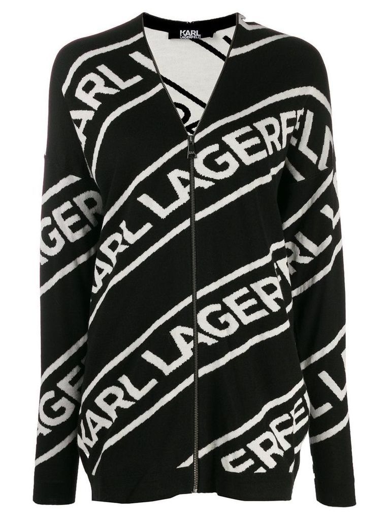 Karl Lagerfeld zip logo cardigan - Black
