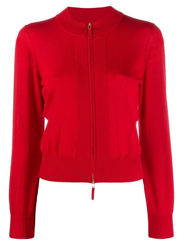 Paule Ka fitted zip-up cardigan - Red
