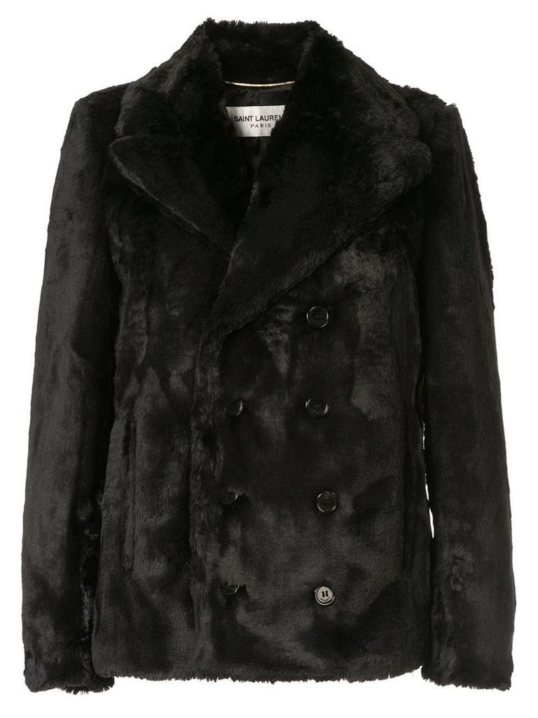 Saint Laurent faux fur coat - Black