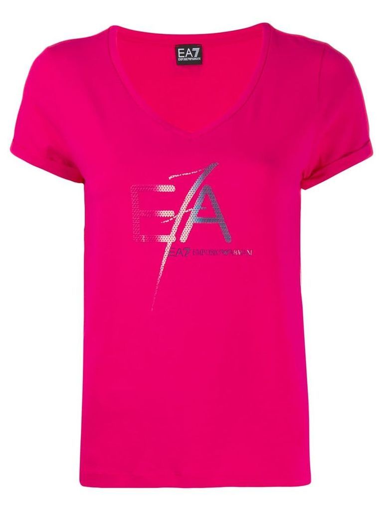 Ea7 Emporio Armani logo print T-shirt - PINK
