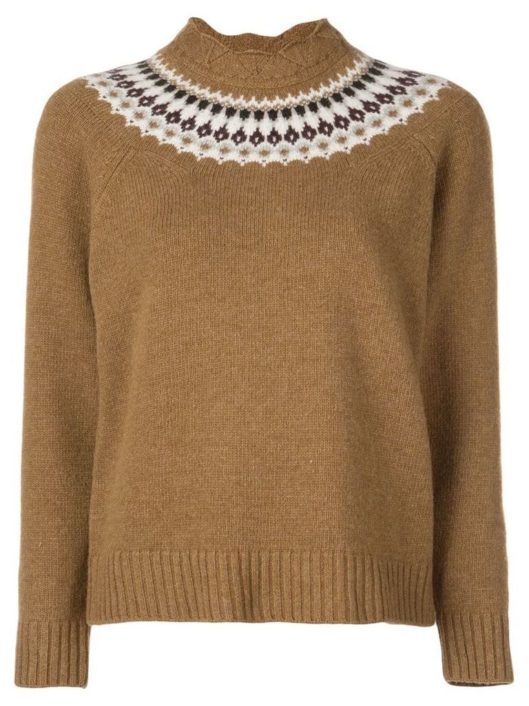 Sea printed knit jumper - Brown
