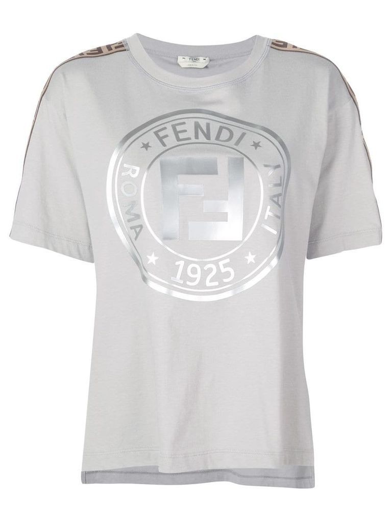 Fendi round foil logo T-shirt - Grey