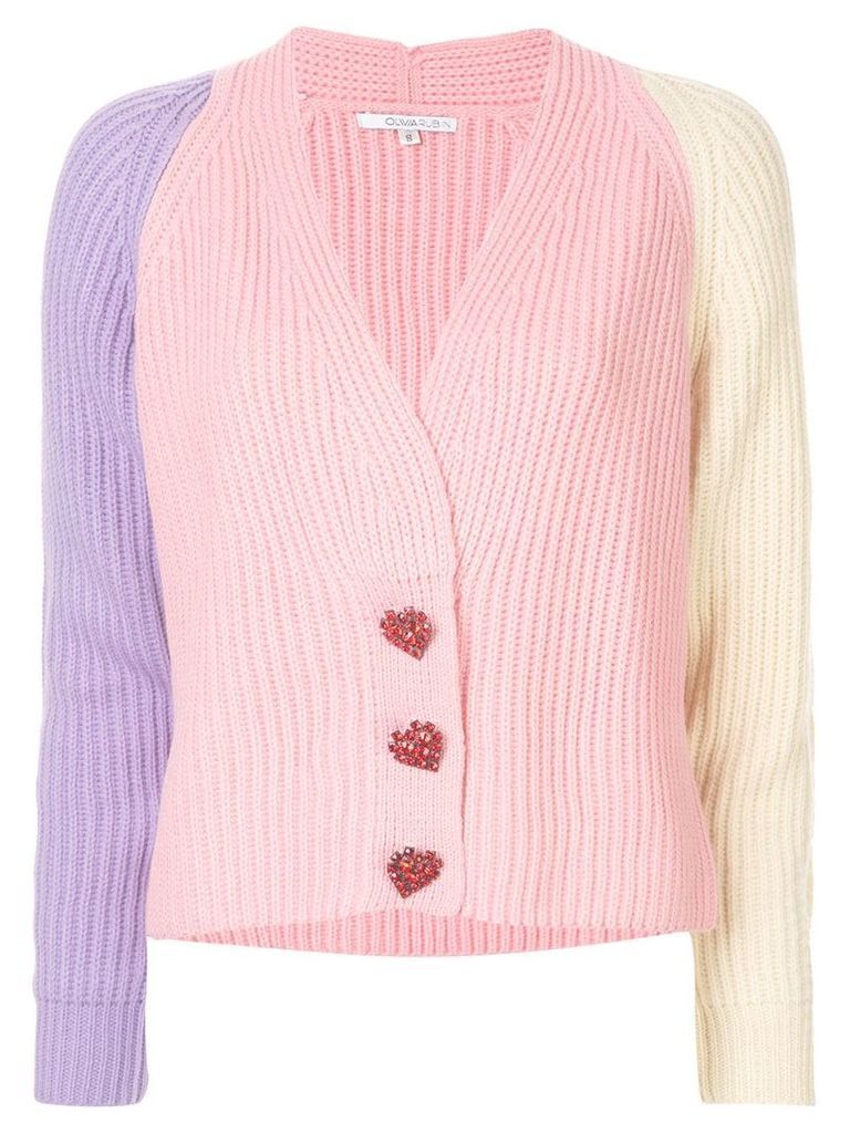 Olivia Rubin pastel colour block cardigan - PINK