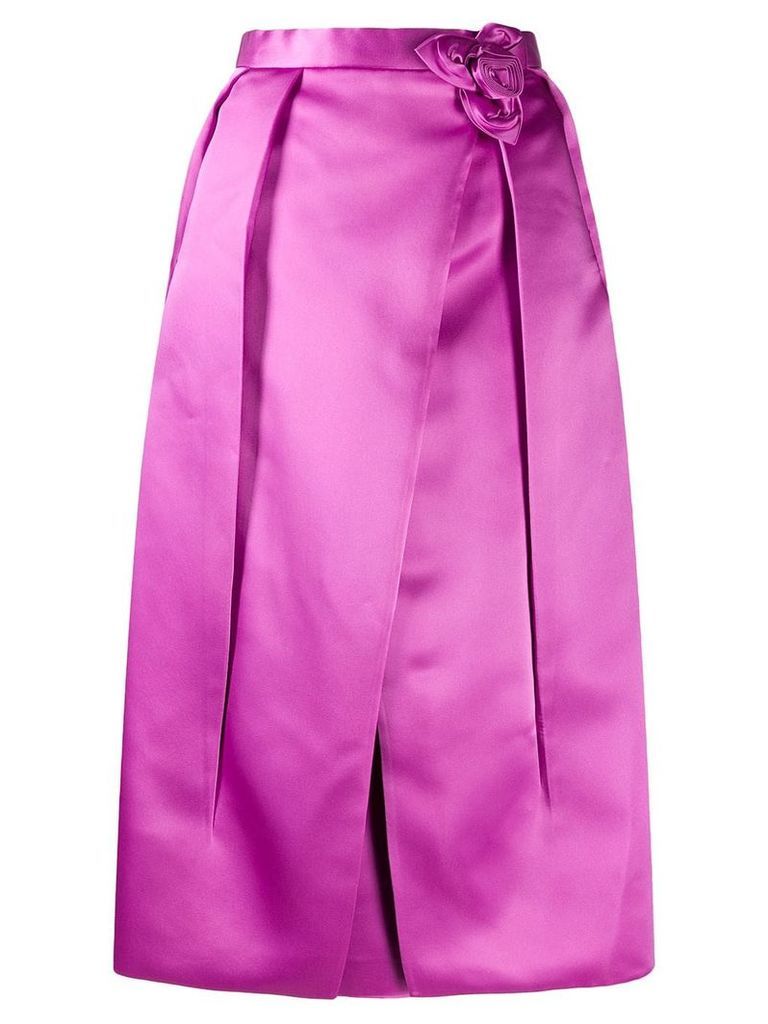 Prada corsage-detail inverted pleat skirt - PINK