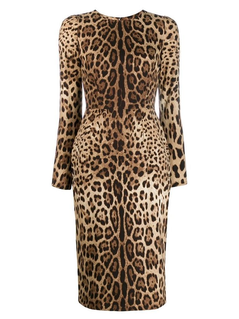 Dolce & Gabbana leopard print bodycon dress - Neutrals