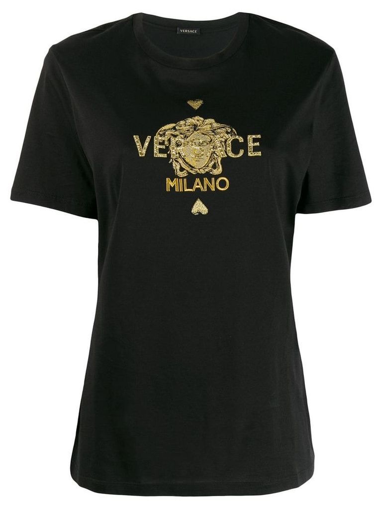 Versace Medusa logo embroidered T-shirt - Black