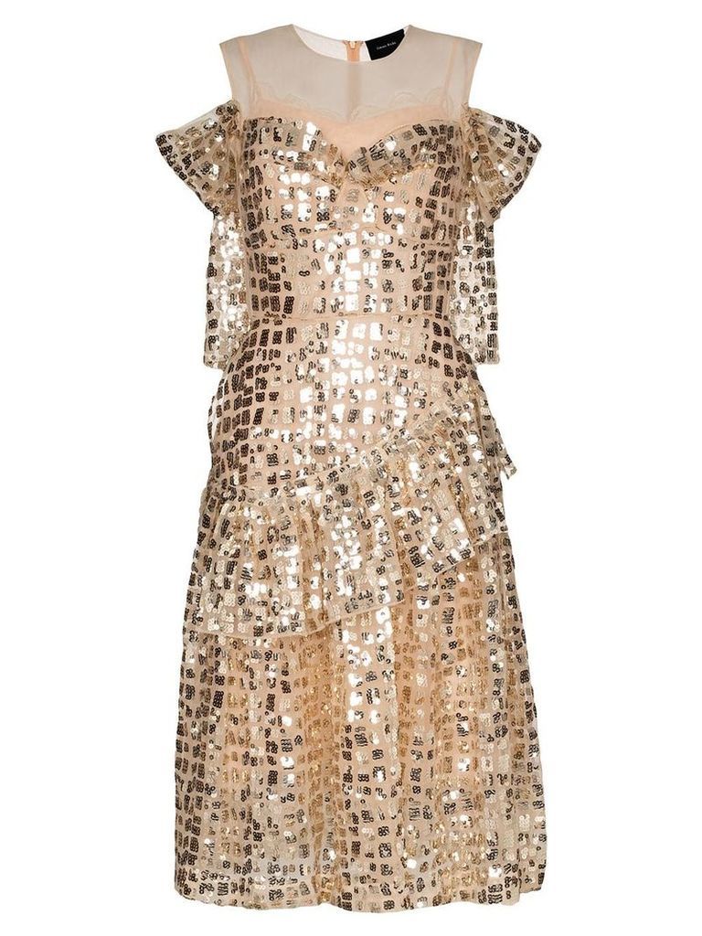 Simone Rocha ruffled sequin dress - GOLD