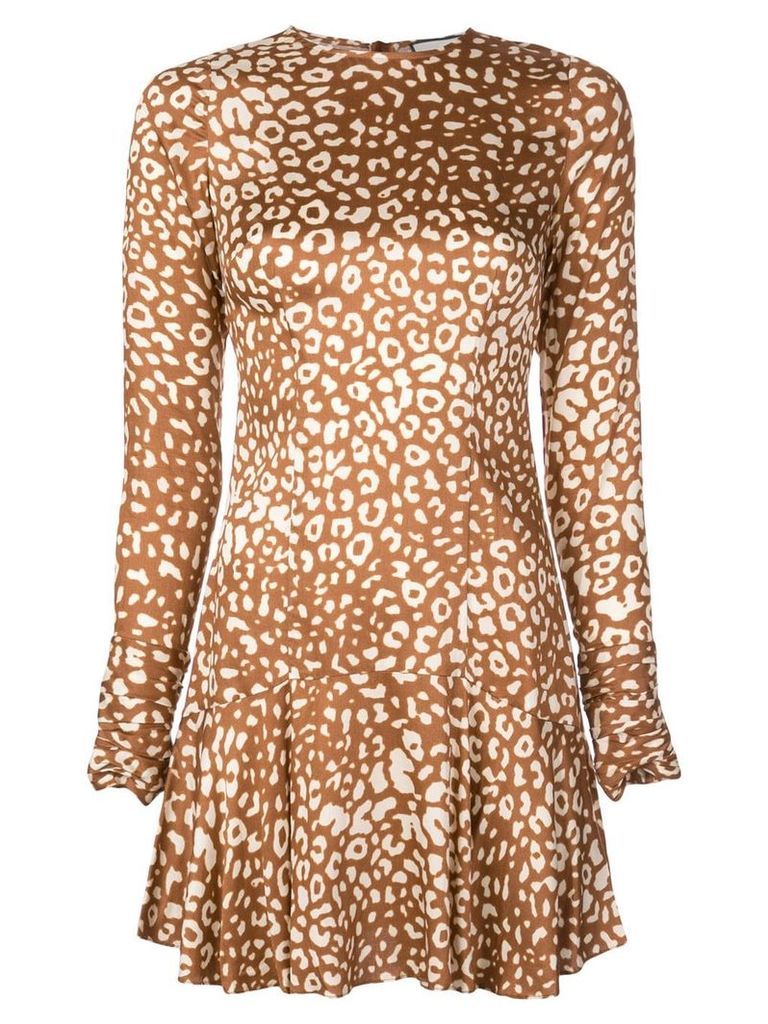 Alexis leopard pattern mini dress - Brown