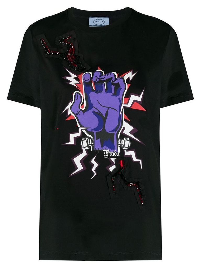 Prada Frankenstein hand print T-shirt - Black