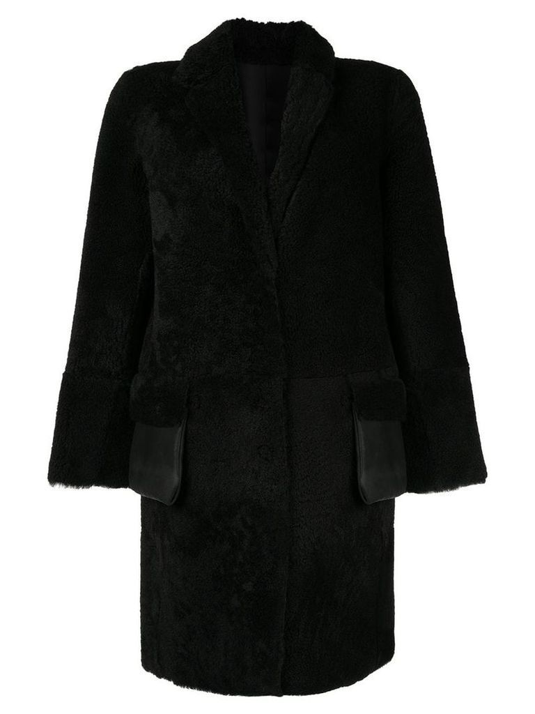 Yves Salomon Meteo shearling mid-length coat - Black