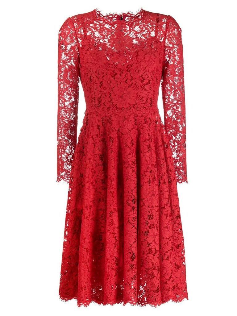 Dolce & Gabbana floral lace dress - Red