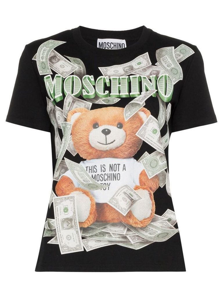 Moschino Teddy banknote logo T-shirt - Black
