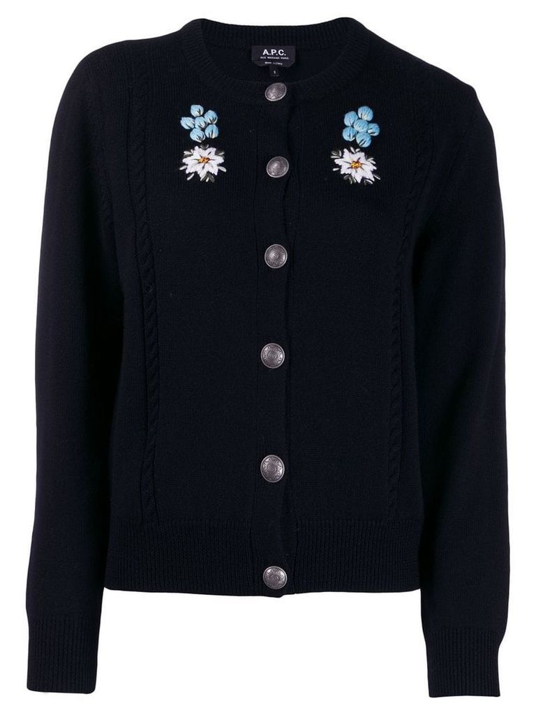 A.P.C. embroidered floral cardigan - Blue