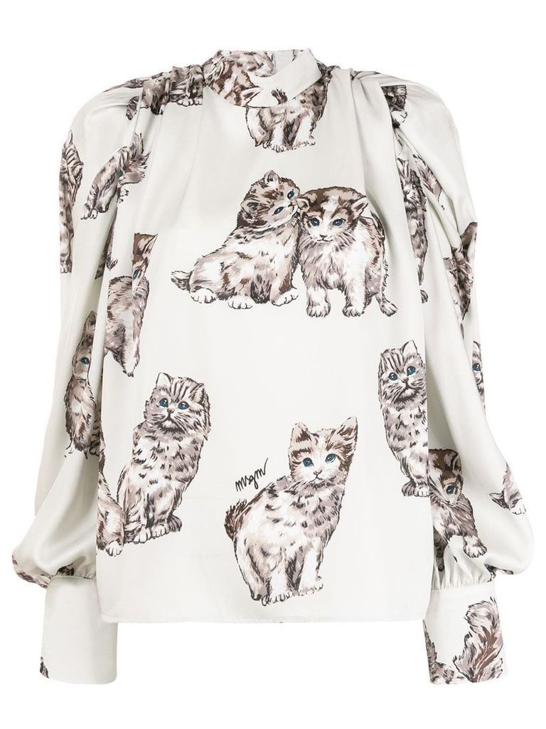 MSGM cat print blouse - NEUTRALS