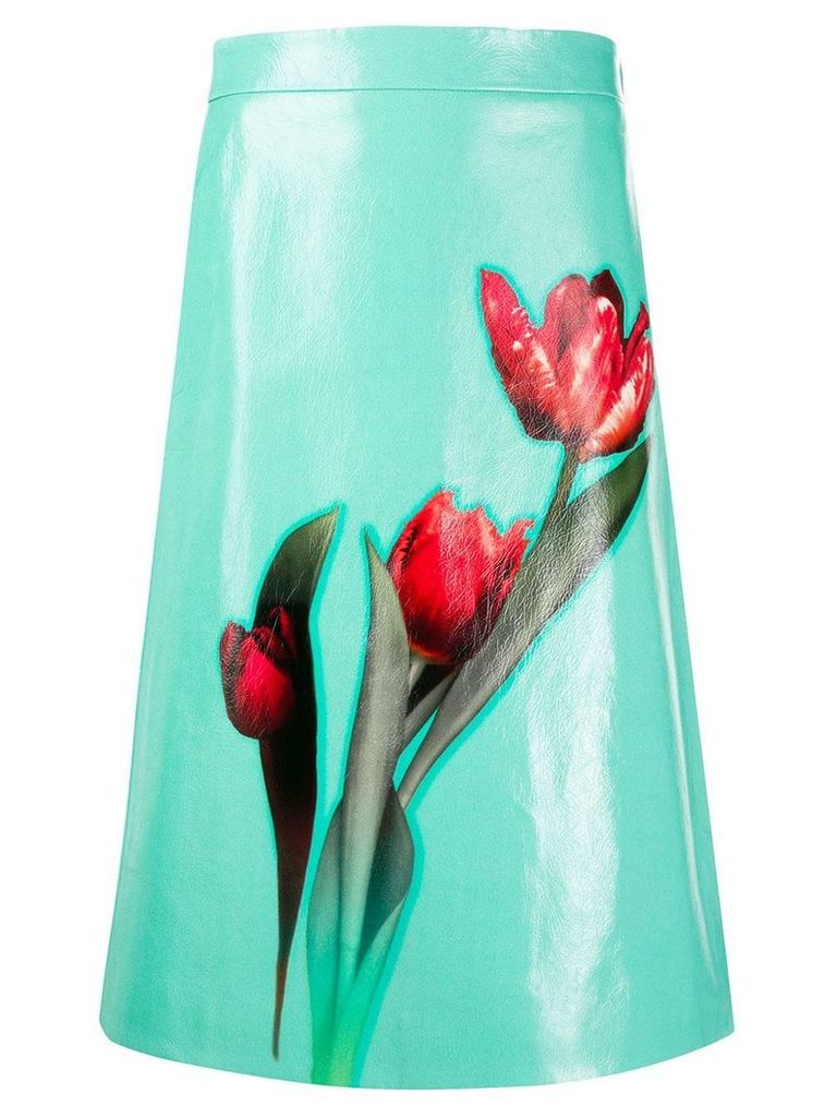 Prada flower print A-line skirt - Green