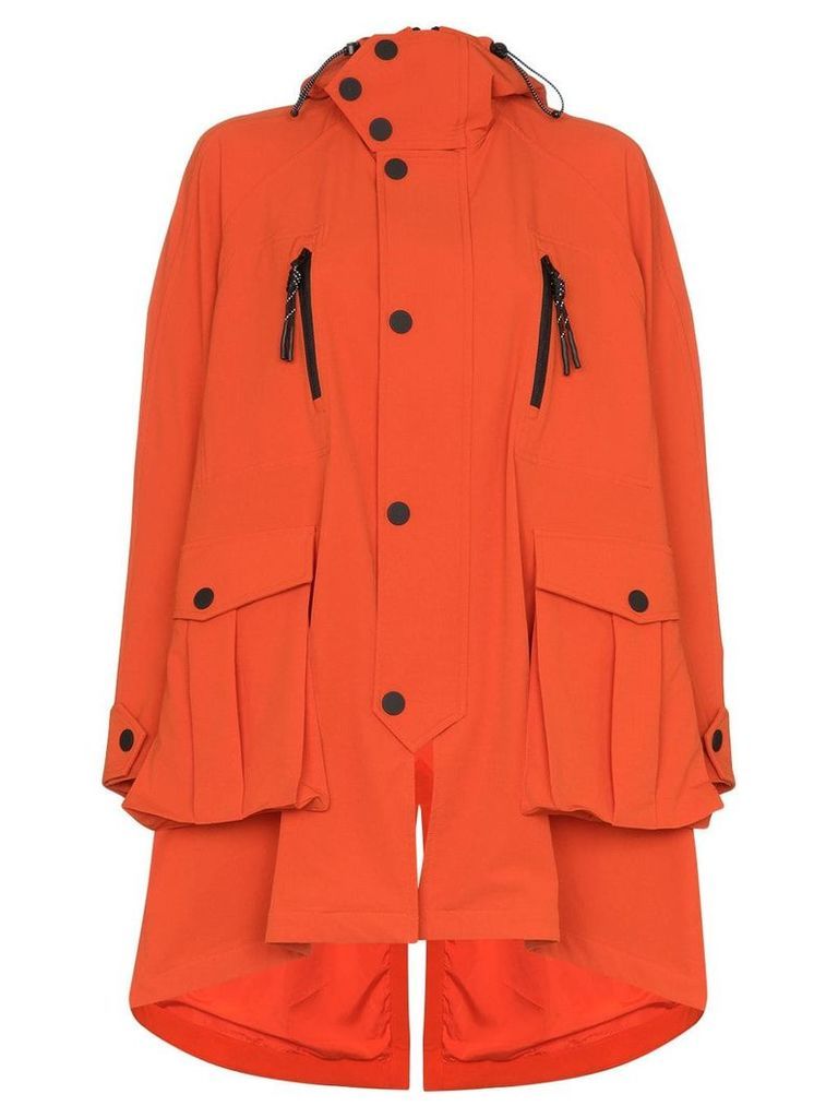 Angel Chen embroidered hooded parka coat - Orange