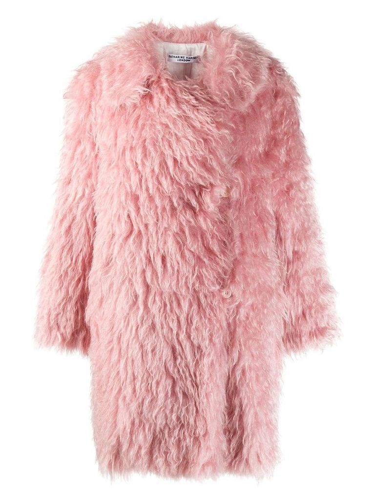 Katharine Hamnett London oversized faux fur coat - PINK