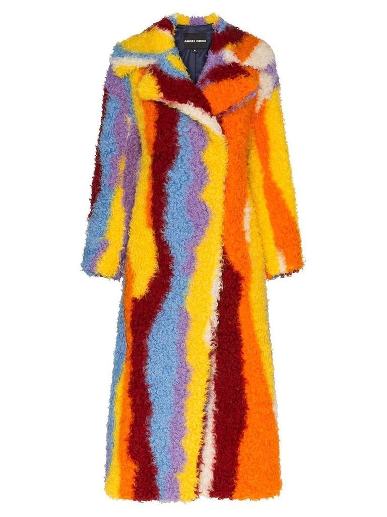 Angel Chen striped long coat - Multicolour
