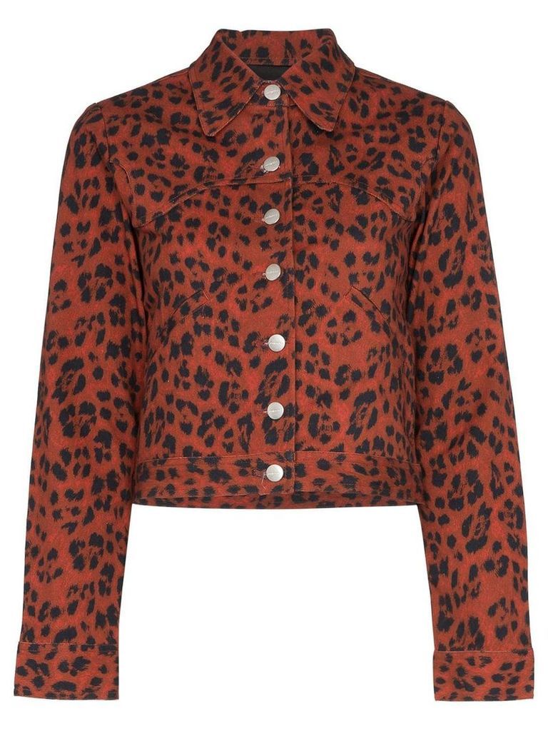 Miaou Lex leopard print denim jacket - Red