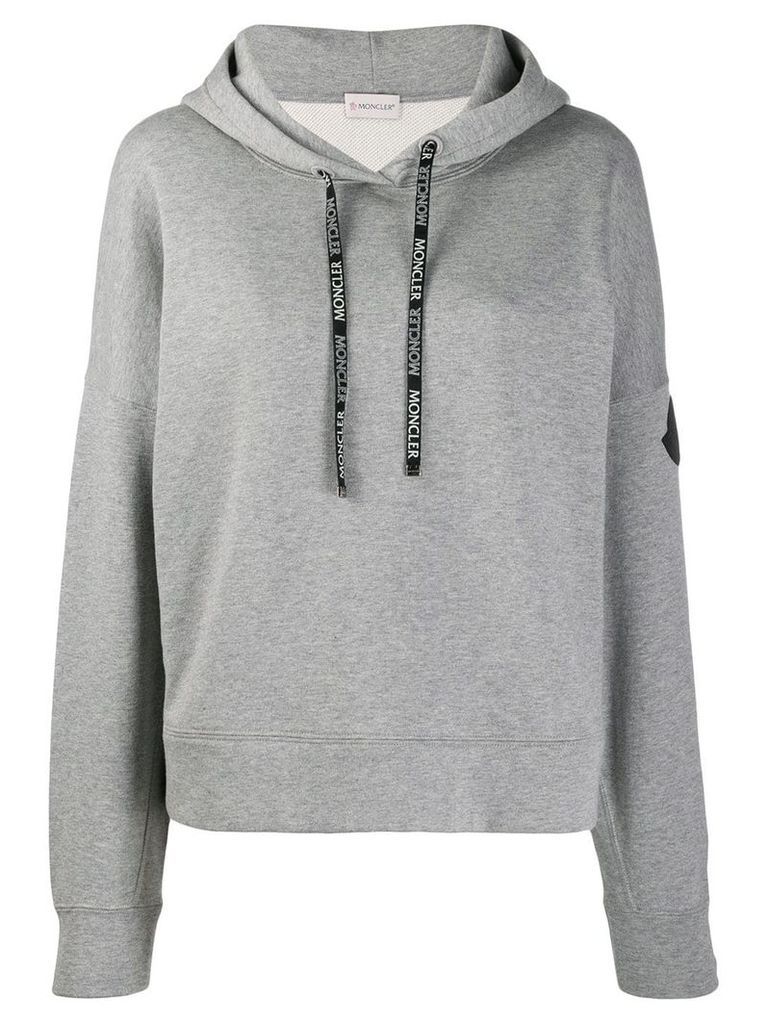 Moncler logo drawstrings hoodie - Grey