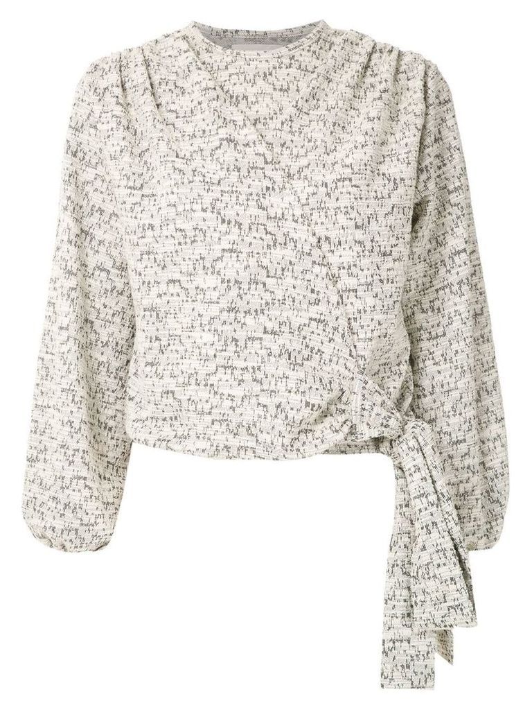 Framed Cashquere tweed blouse - White