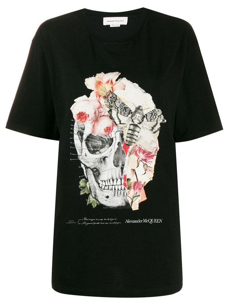 Alexander McQueen skull and floral print T-shirt - Black