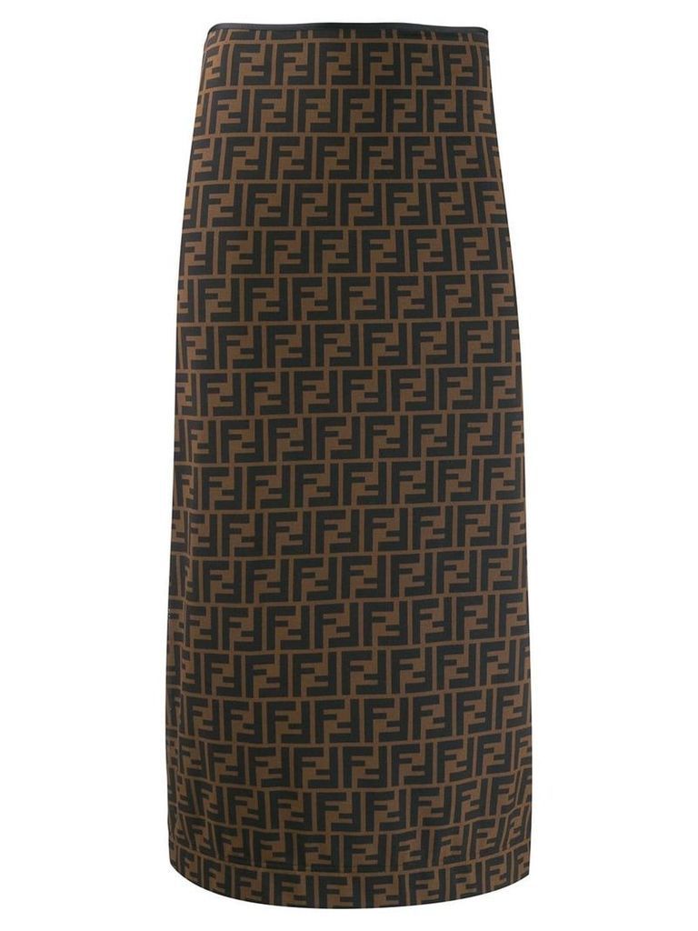 Fendi FF print pencil skirt - Brown