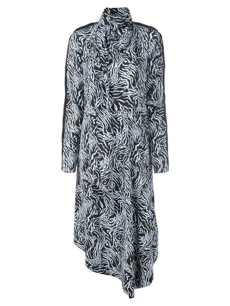 Proenza Schouler Zebra Print Long Sleeve Scarf Dress - Black