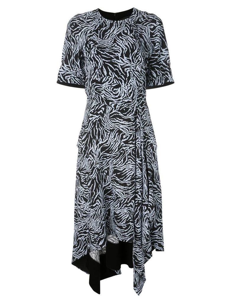 Proenza Schouler Zebra Print Short Sleeve Draped Dress - Black