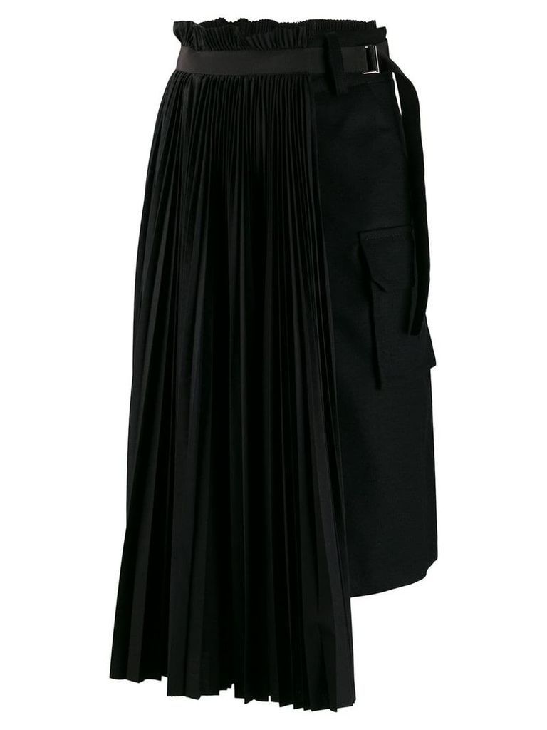 Sacai pleated asymmetric skirt - Black