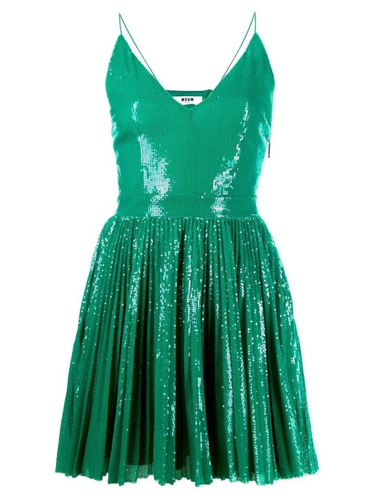 MSGM sequin embroidered mini dress - Green