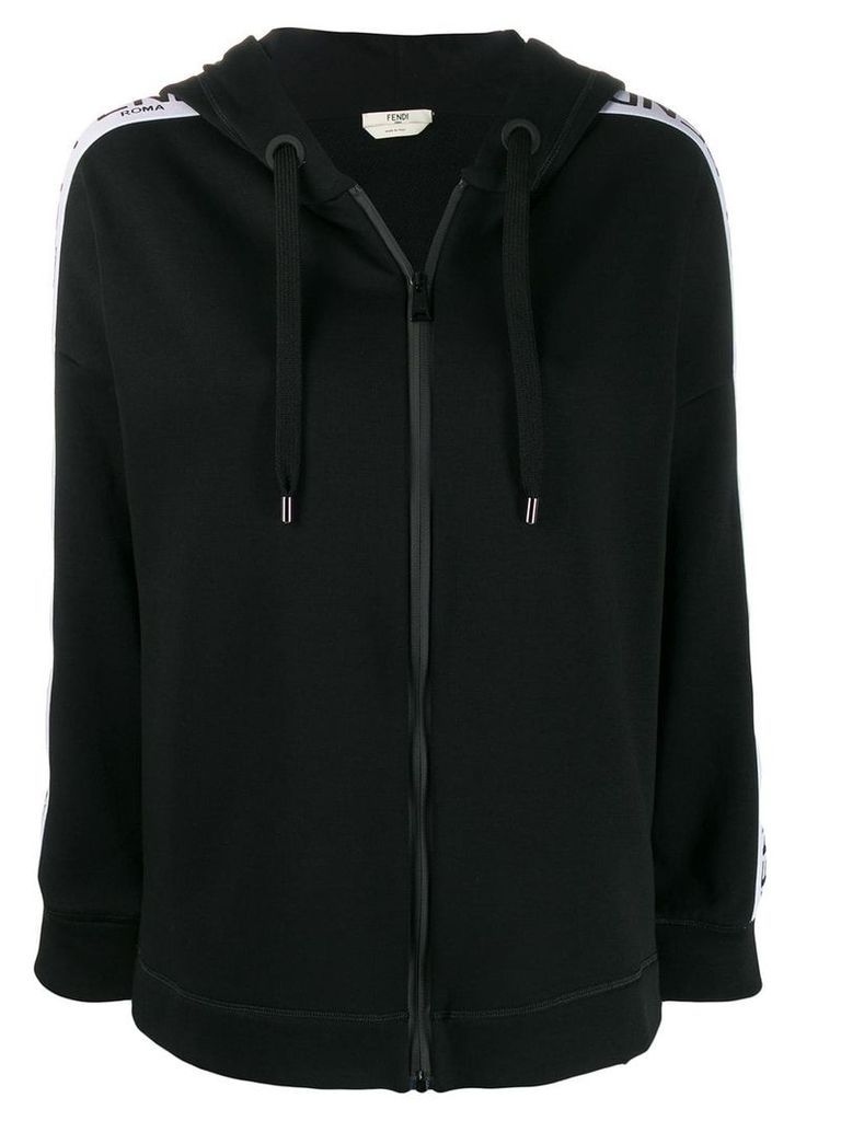 Fendi logo trim hoodie - Black