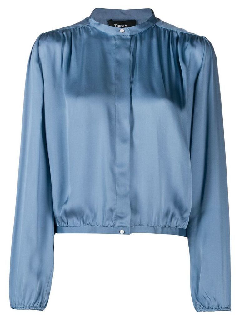 Theory cropped gathered blouse - Blue