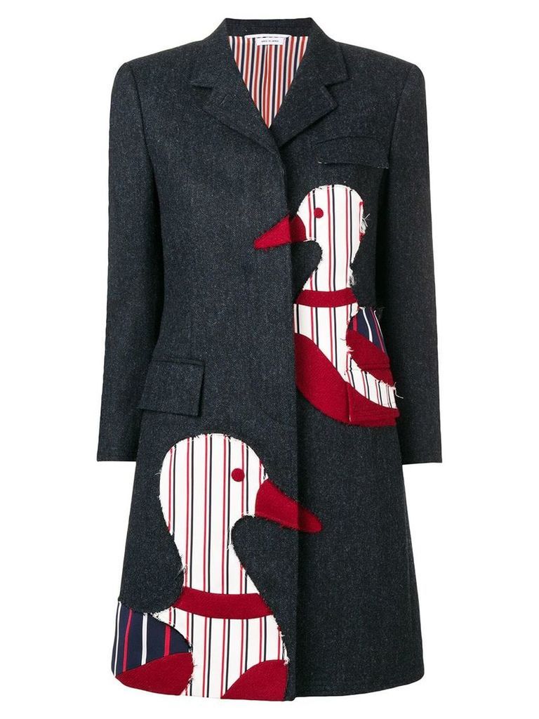 Thom Browne Donegal Chesterfield Navy Overcoat - Blue